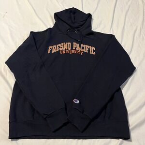Champions Athletic Hoodie Sweatshirt Fresno Pacific University, Navy, Medium‎